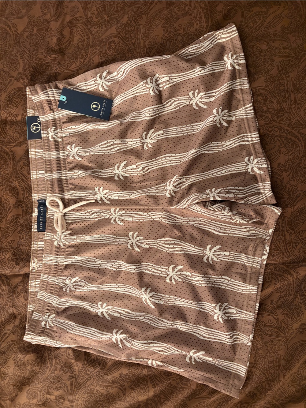 Trinity Coast Men's Brown Palm-Print lounge summer shorts XXL new nwt